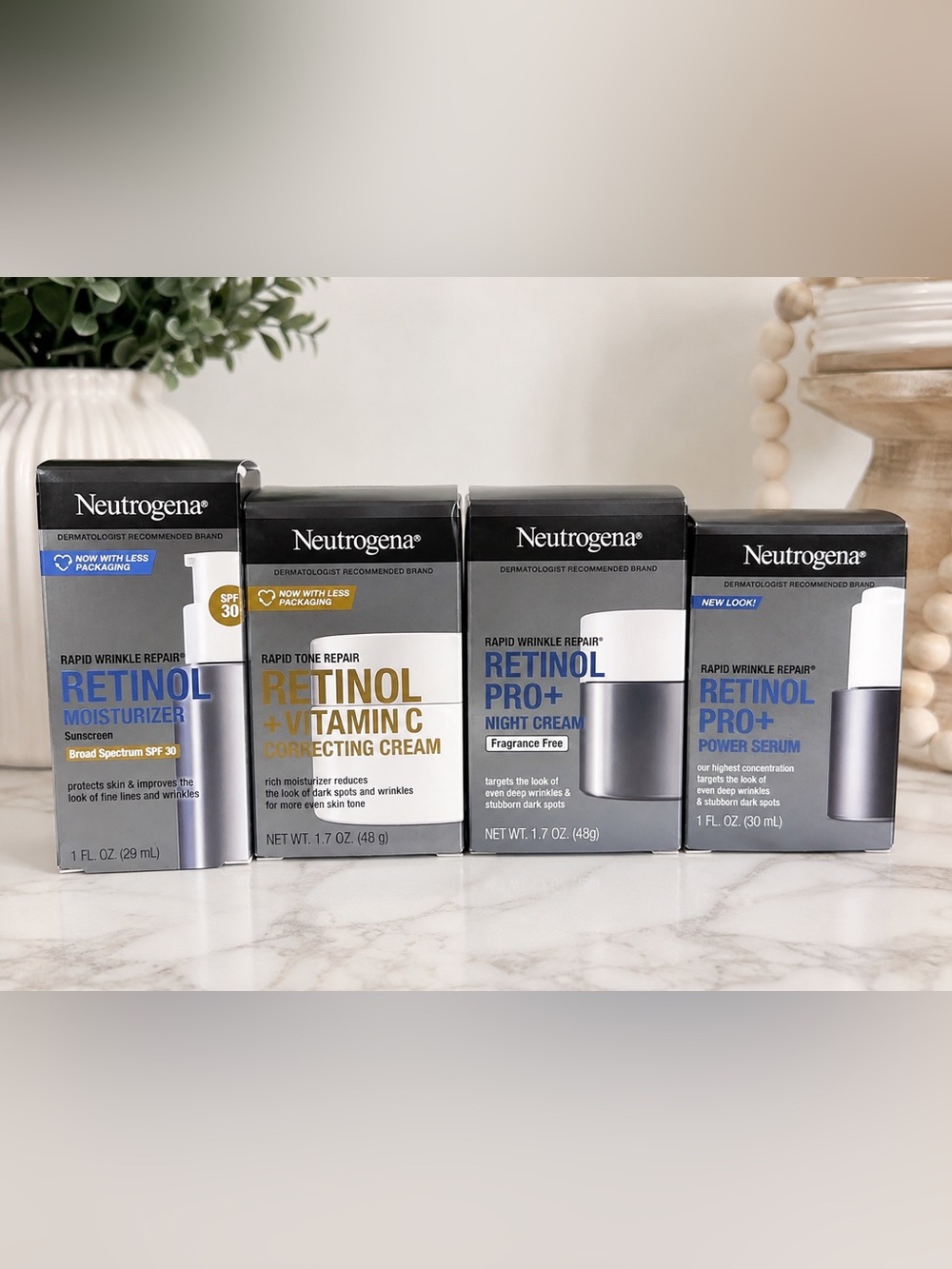 NEW! Neutrogena Retinol Skincare Bundle 4pc NIB  Anti Aging Serum Cream